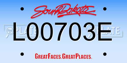 L00703E South Dakota License Plate