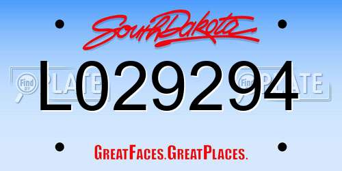L029294 South Dakota License Plate