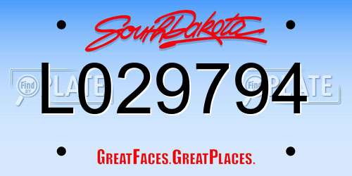 L029794 South Dakota License Plate