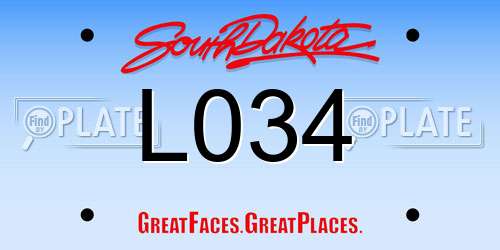 L034 South Dakota License Plate