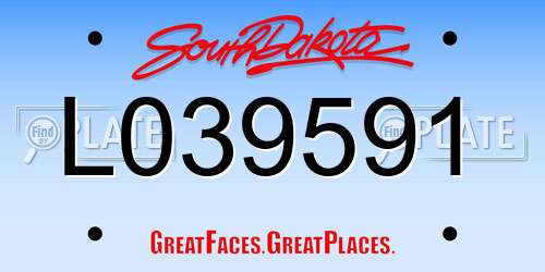 L039591 South Dakota License Plate