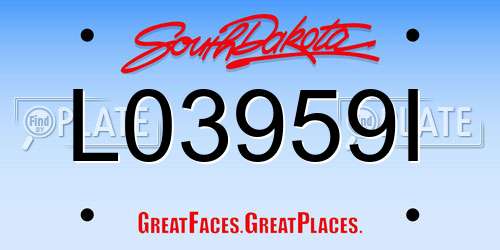 L03959I South Dakota License Plate