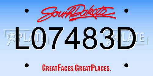 L07483D South Dakota License Plate