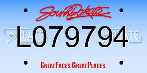 L079794 South Dakota License Plate