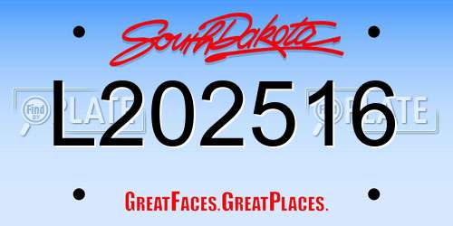 L202516 South Dakota License Plate