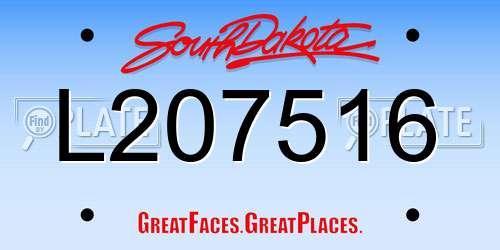 L207516 South Dakota License Plate