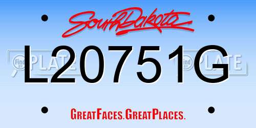 L20751G South Dakota License Plate
