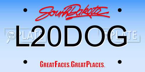 L20DOG South Dakota License Plate