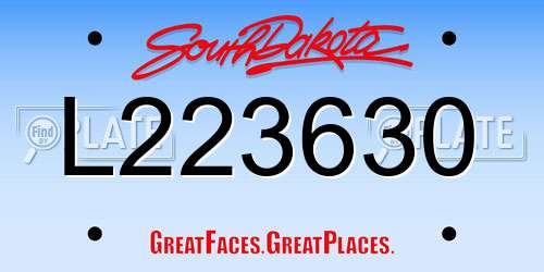 L223630 South Dakota License Plate