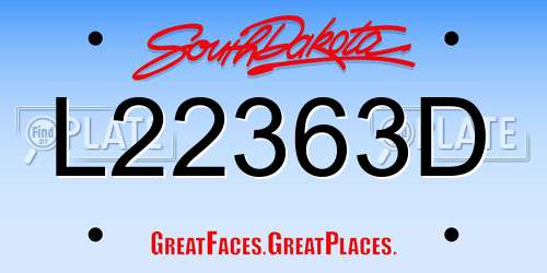L22363D South Dakota License Plate