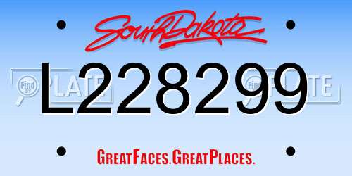 L228299 South Dakota License Plate