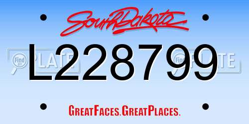 L228799 South Dakota License Plate