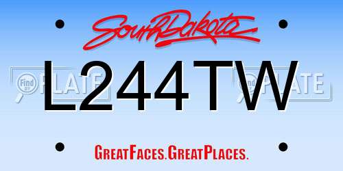 L244TW South Dakota License Plate