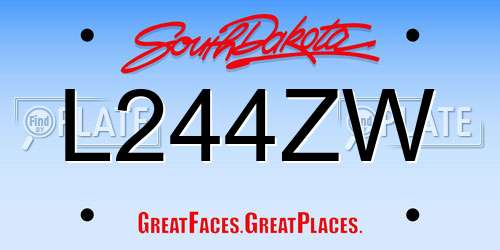 L244ZW South Dakota License Plate