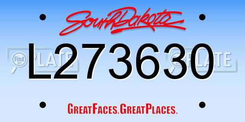 L273630 South Dakota License Plate