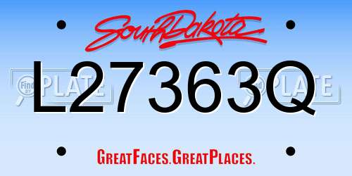 L27363Q South Dakota License Plate