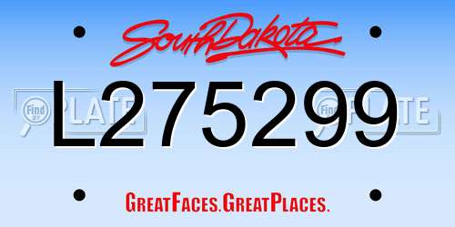 L275299 South Dakota License Plate
