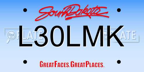 L30LMK South Dakota License Plate