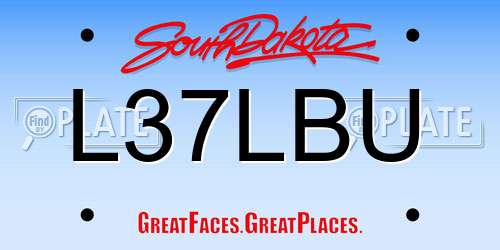 L37LBU South Dakota License Plate