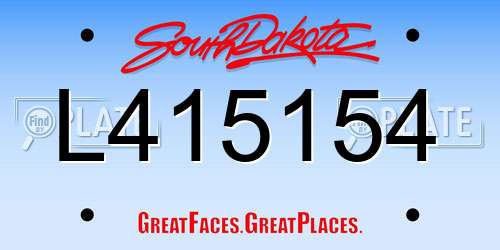 L415154 South Dakota License Plate