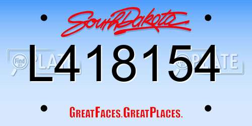L418154 South Dakota License Plate