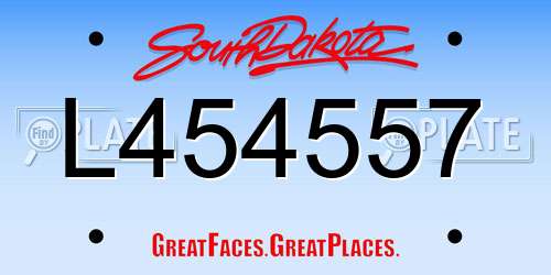L454557 South Dakota License Plate