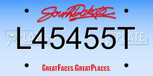 L45455T South Dakota License Plate
