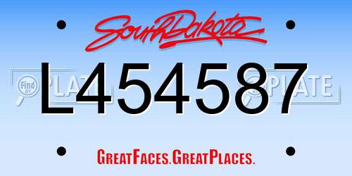 L454587 South Dakota License Plate