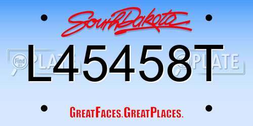 L45458T South Dakota License Plate