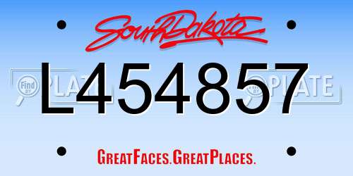 L454857 South Dakota License Plate