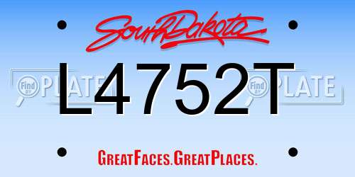 L4752T South Dakota License Plate