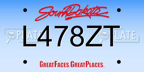L478ZT South Dakota License Plate