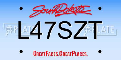 L47SZT South Dakota License Plate