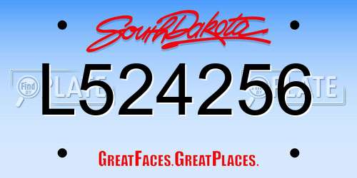 L524256 South Dakota License Plate