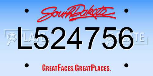 L524756 South Dakota License Plate