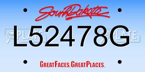 L52478G South Dakota License Plate