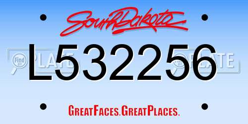 L532256 South Dakota License Plate