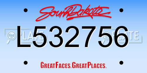 L532756 South Dakota License Plate