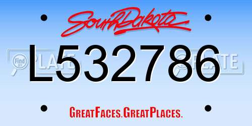 L532786 South Dakota License Plate