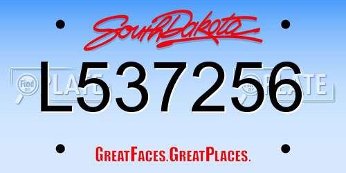 L537256 South Dakota License Plate