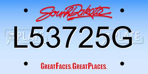 L53725G South Dakota License Plate