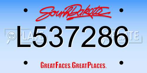 L537286 South Dakota License Plate