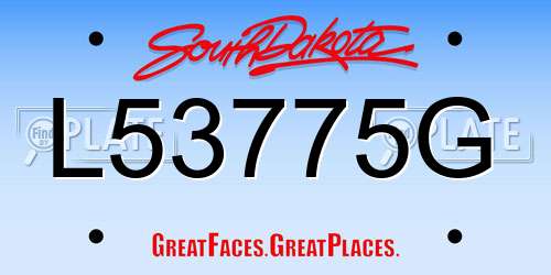 L53775G South Dakota License Plate