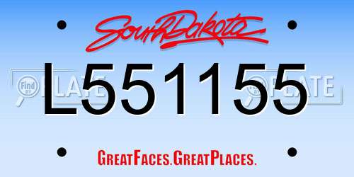 L551155 South Dakota License Plate