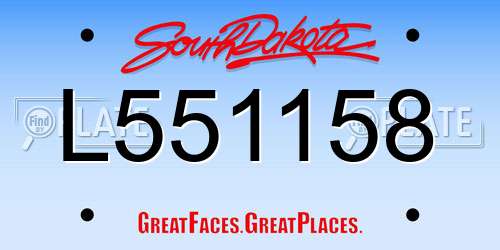 L551158 South Dakota License Plate