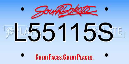 L55115S South Dakota License Plate