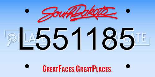 L551185 South Dakota License Plate