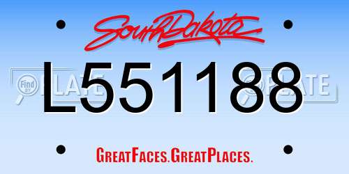 L551188 South Dakota License Plate