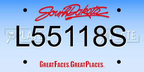 L55118S South Dakota License Plate