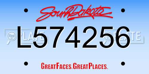 L574256 South Dakota License Plate
